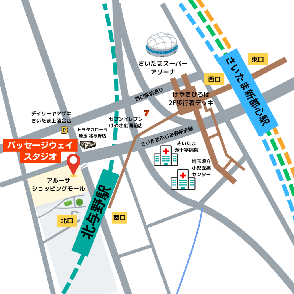 パッセージウェイスタジオ 地図 北与野 さいたま新都心